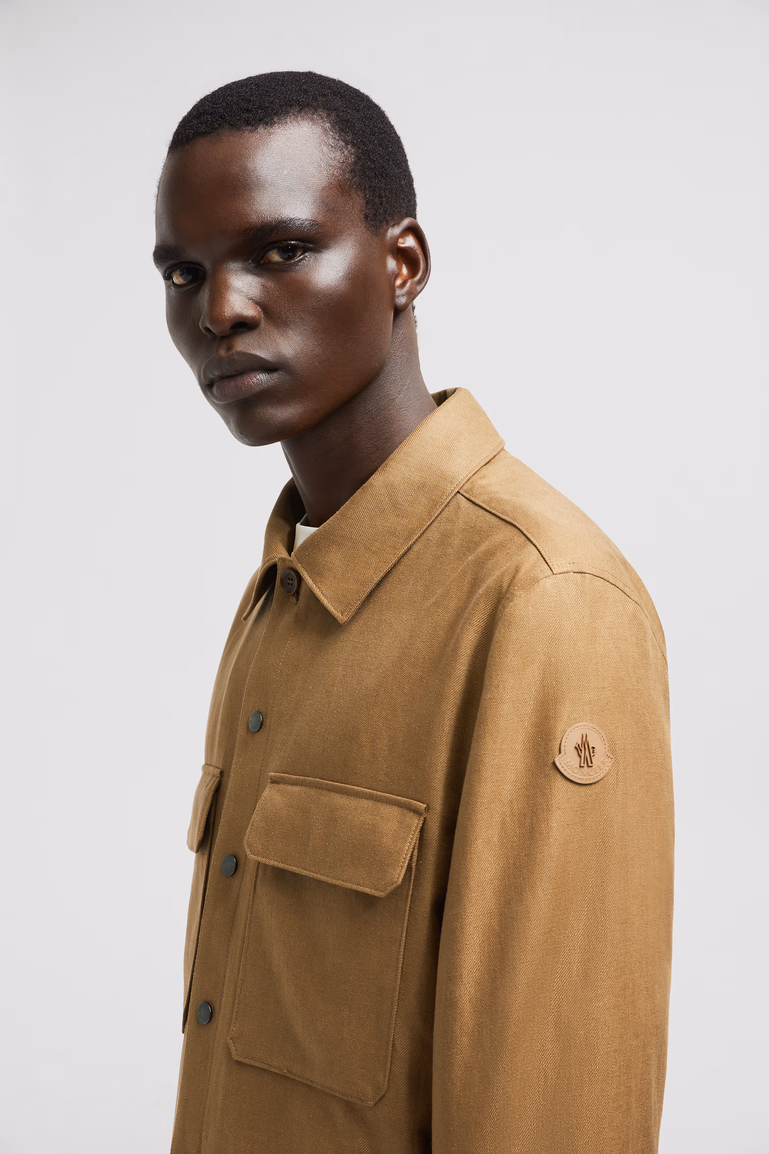 Callaqui Linen Shirt Jacket Men Brown Moncler 4